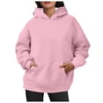 thumbnail image 1 of Fgnfyis Women Oversized Pullover Hoodie Short Velvet Long Sleeve with Pockets Winter Fall Outfits Light Pink M, 1 of 5