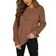 thumbnail image 1 of Fgnfyis Women Pullover Solid Color Long Sleeve Large Round Neck Sweater for Casual Wear Brown S, 1 of 9