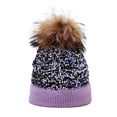 thumbnail image 1 of Fgnfyis Women‘S Outdoor Warm Knitted Hat with Dyed & Sequins, Winter Ear Hat - Winter Hats for Women Purple, 1 of 5