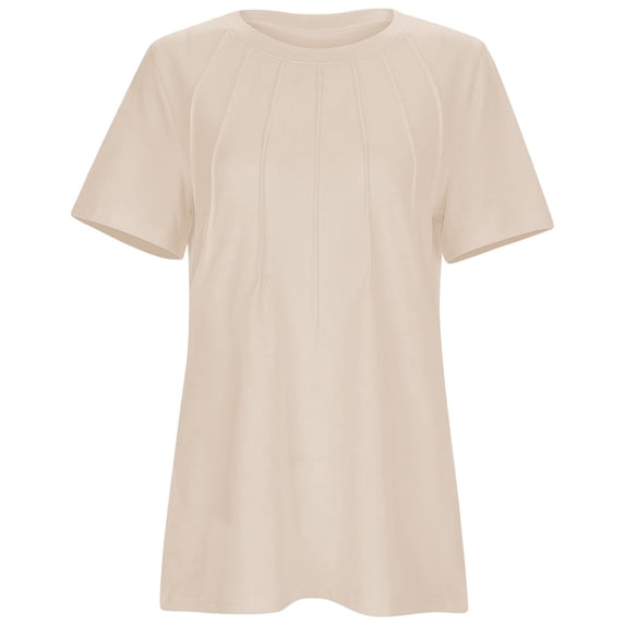 Fgnfyis Women'S T-Shirts Short Sleeve Ribbed T Shirt Casual Crew Neck Top Summer Everyday Wear Outfit Jeans Comfortable Breathable Soft Women Short Sleeve Tops Khaki XL