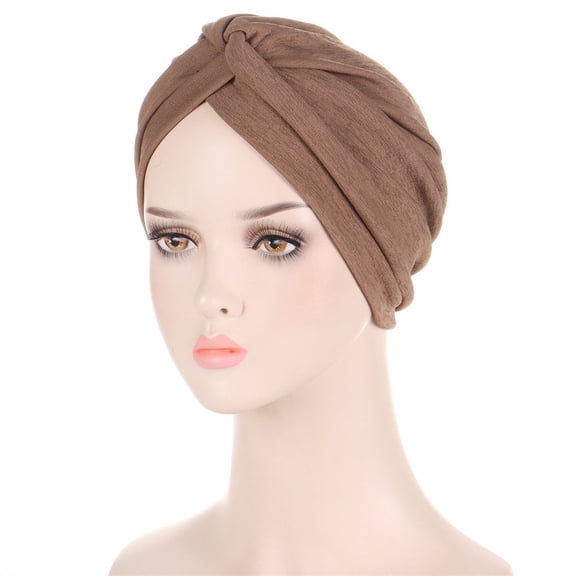 Fgnfyis Women‘S Turbans Knot Tied Bonnet Cap, Headwraps Hats with Forehead Folds - Hats for Women Khaki