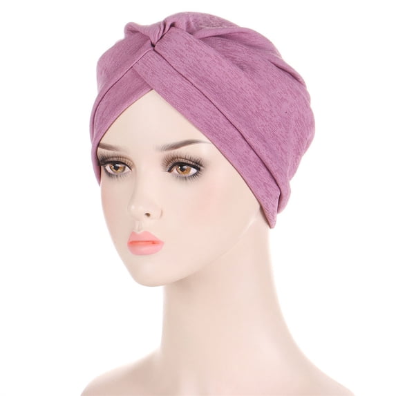 Fgnfyis Women‘S Turbans Knot Tied Bonnet Cap, Headwraps Hats with Forehead Folds - Hats for Women Purple