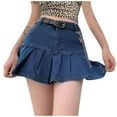 thumbnail image 1 of Fgnfyis Women Skirts High Waist Pleated Skirts Zipper Mini Skirts Streetwear Skirt Denim Ruffle Hem Stretch Blue L, 1 of 8