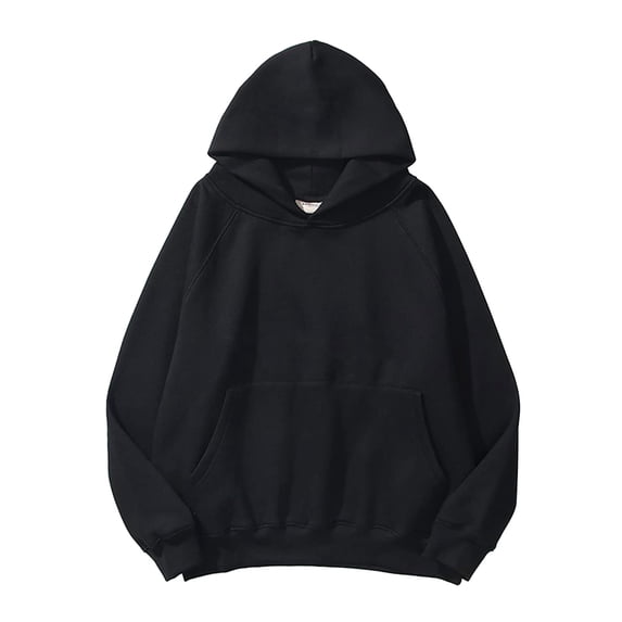 Fgnfyis Women Solid Basic Letter Loose Hoodie Sweatshirt Long Sleeve Pocket Drop Shoulder Pullover Top Black M