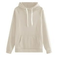 thumbnail image 1 of Fgnfyis Women Solid Color Pullover Hoodie with Pocket Casual Comfortable Fit Sweatshirt for Everyday Wear Khaki M, 1 of 2