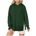 thumbnail image 1 of Fgnfyis Women Solid Color Zip Up Hooded Sweatshirt Casual Style with Side Zip Detail and Front Pockets Army Green S, 1 of 4