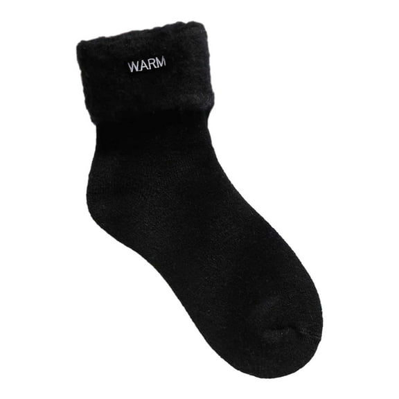 Fgnfyis Women Solid Thickened Velvet Warm Socks Sleep Socks Extra Thick Snow Socks Cozy Fuzzy Floor Socks for Indoor Black One Size