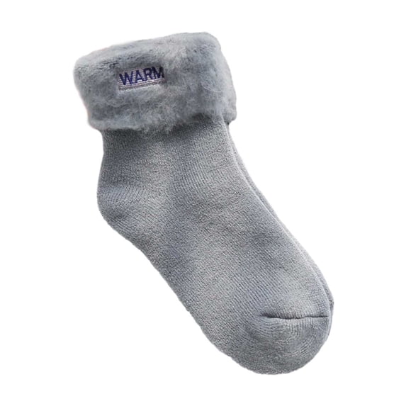 Fgnfyis Women Solid Thickened Velvet Warm Socks Sleep Socks Extra Thick Snow Socks Cozy Fuzzy Floor Socks for Indoor Grey One Size