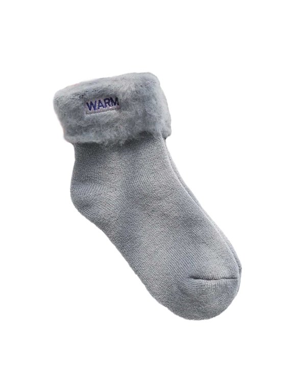 Women Solid Thickened Velvet Warm Socks Sleep Socks Extra Thick Snow Socks Cozy Fuzzy Floor Socks for Indoor Grey One Size