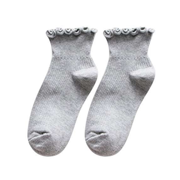 Fgnfyis Women's Ruffle Vertical Striped Boat Socks Fresh Socks Ankle Socks for Women Cute and Comfortable for Everyday Grey