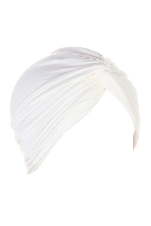 Women Tied Turban Knot Bonnet Cap Headwrap Hat with Stylish Design White One Size