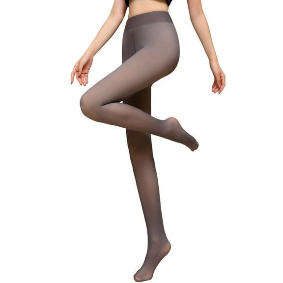 Fgnfyis Women Translucent Warm Lined Pantyhose Thermal Winter Tights Skin Tone Effect Plus Size Tights Dark Gray