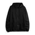 thumbnail image 1 of Fgnfyis Women Winter Warm Fashion Long Sleeve Loose Solid Color Zip Up Hoodie with Pocket Sweater Coat Black L, 1 of 2
