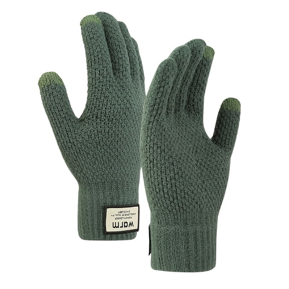 Fgnfyis Women Wool Knitted Touchscreen Gloves Thickened Warm Windproof for Cycling Riding and Winter Cold Weather Protection Green
