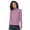 thumbnail image 1 of Fgnfyis Women Wool Seamless Turtleneck Sweater First Line Long Sleeve Knitted Pullover Top Light Purple XL, 1 of 4