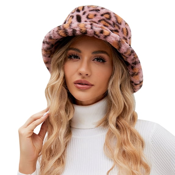Fgnfyis Women's Autumn Winter Fisherman Bucket Hat Wool Warm Casual Outdoor Sun Pink One Size