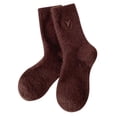 thumbnail image 1 of Fgnfyis Women's Autumn Winter Mid Calf Socks Thickened Warm Velvet Stacked Socks Solid Color Embroidered Home Floor Socks Coffee One Size, 1 of 3