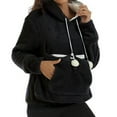 thumbnail image 1 of Fgnfyis Women's Autumn Winter Thick Hoodie with Hidden Pockets Solid Color Pet Hooded Sweatshirt for Casual Wear Black M, 1 of 4