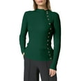 thumbnail image 1 of Fgnfyis Women's Autumn Winter Warm Half Turtleneck Button down Pullover Sweater Top Casual Comfortable Soft Knitwear Green L, 1 of 5