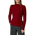 thumbnail image 1 of Fgnfyis Women's Autumn Winter Warm Half Turtleneck Button down Pullover Sweater Top Casual Comfortable Soft Knitwear Red XL, 1 of 5