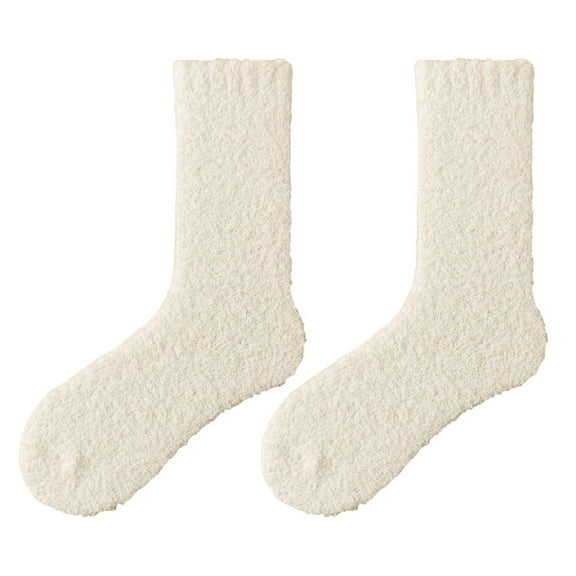 Fgnfyis Women's Autumn and Winter Warm Socks Solid Color Mid Calf Socks Cozy Thermal Socks for Women Knee High Socks Comfortable and Soft White One Size