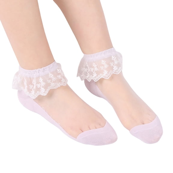 Fgnfyis Women's Ballerina Socks Short Solid Lace Splice Boat Stockings Non Everyday Casual Wear Purple One Size