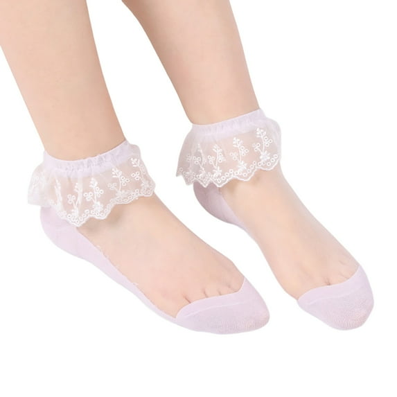 Fgnfyis Women's Ballerina Socks Solid Lace Short Socks for Women Boat Socks Comfortable and Breathable for Summer Purple