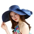 thumbnail image 1 of Fgnfyis Women's Big Wide Brim Straw Beach Hat Foldable Floppy Sun Hat with Bow Sun Hats for Women Navy, 1 of 2