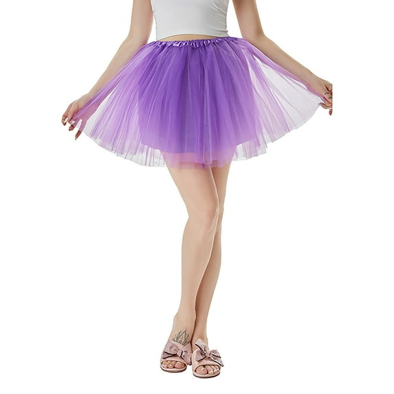 Fgnfyis Women's Candy Color Multicolor Skirt Support Half Body Puff Petticoat Colorful Small Short Skirt for Layering Purple B