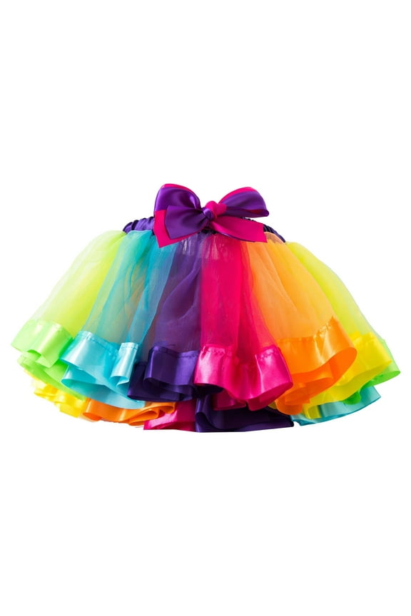 Women's Candy Color Multicolor Skirt Support Half Body Puff Petticoat Colorful Tutu Skirt for Layering A A
