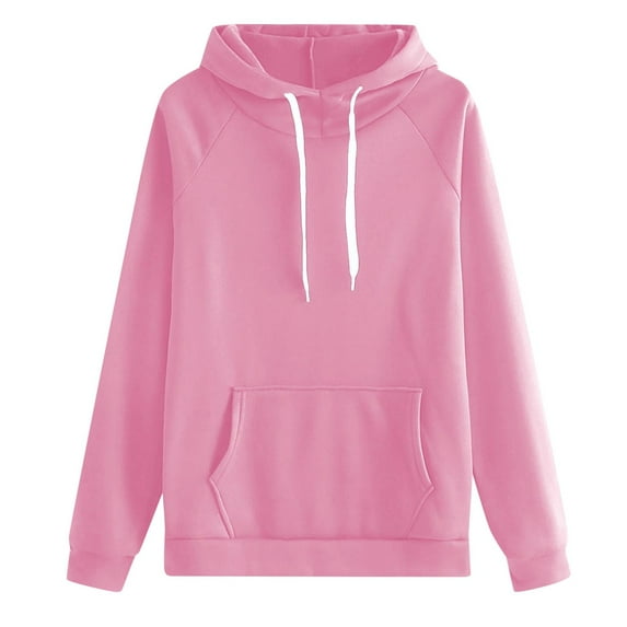 Fgnfyis Women's Casual Hoodie with Pocket Solid Color Pullover Zip Up Hoodie Comfortable Fit Fashionable Streetwear Top for Daily Style Pink S