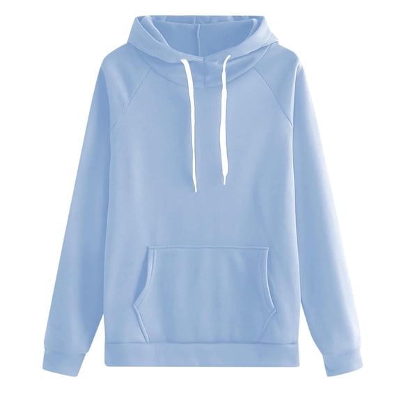 Fgnfyis Women's Casual Hoodie with Pocket Solid Color Pullover Zip Up Hoodie Comfortable Fit Fashionable Streetwear Top for Daily Style Sky Blue M
