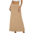thumbnail image 1 of Fgnfyis Women's Casual Ruched Stretchy High Waist A-Line Skirt Flared Midi Skirt for a Comfortable and Khaki M, 1 of 4