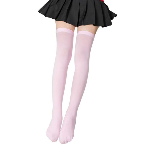 Fgnfyis Women's Casual Solid Long Stockings Breathable Wicking Comfortable Legwear Pink One Size