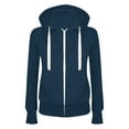 thumbnail image 1 of Fgnfyis Women's Casual Zip Up Hoodie with Patchwork Design Long Sleeve Hooded Sport Coat for Fashionable Streetwear and Outdoor Activities Dark Blue XL, 1 of 3