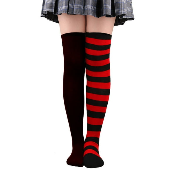 Fgnfyis Women's Color Block Striped Long Socks Thigh High Over The Knee Socks Christmas Stockings Festive and for Holiday Outfits K_003