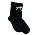 thumbnail image 1 of Fgnfyis Socks for Women Bow Crew Socks Dress Breathable Soft Girls Cute Heart Mesh Ankle Socks for Casual Black, 1 of 4