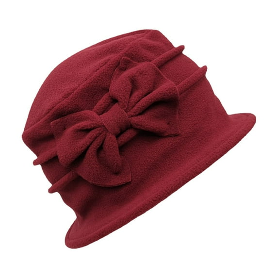 Fgnfyis Women's Double Layer Bucket Hat Thick Autumn Winter Warm Hat with Elegant Bow Korean European Style Winter Hats for Women
