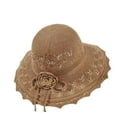 thumbnail image 1 of Fgnfyis Women's Elegant Hollow Out Sun Hat Casual Wide Brim Foldable Beach Straw Hat for Travel and Daily Style Coffee One Size, 1 of 2