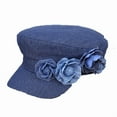 thumbnail image 1 of Fgnfyis Women's Fashion Denim Beret Hat with Floral French Style Flat Top Summer Sun Cap Blue M, 1 of 3