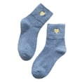 thumbnail image 1 of Fgnfyis Womens Fashion Solid Gold Short Socks for Women Embroidered Mid Calf Socks Cute Heart Design Blue, 1 of 3