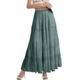 thumbnail image 1 of Fgnfyis Women's Flowy Chiffon Maxi Skirts Boho Summer Elastic Waist Pleated A-Line Long Skirt for a Stylish Green XXXL, 1 of 4