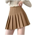 thumbnail image 1 of Fgnfyis Women's Girls Solid Pleated Skirt Basic A-Line Design Skirt Versatile for Work and Casual Wear Khaki L, 1 of 4