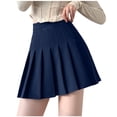 thumbnail image 1 of Fgnfyis Women's Girls Solid Pleated Skirt Basic A-Line Design Skirt Versatile for Work and Casual Wear Navy XXL, 1 of 4