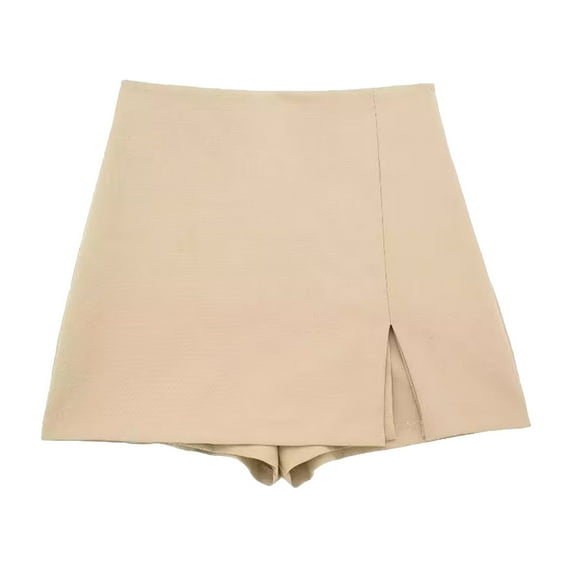 Fgnfyis Women's High Waisted Mini Solid Color Slim Fit Short Skirt Pants A-Line Style Everyday Wear Khaki XS