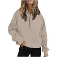 thumbnail image 1 of Fgnfyis Women's Hooded Zip Up Pocketed Oversized Sweatshirt for Fall and Winter Casual Comfortable and Warm Loose Fit Pullover Top Khaki M, 1 of 5