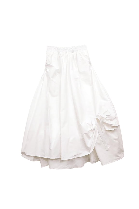 Women's Irregular A-Line Midi Skirt with Big Swing Summer Casual Skirt Flowy Trendy Skirts White XXL