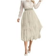 thumbnail image 1 of Fgnfyis Women's Irregular Mesh Half Skirt Women's Medium Length Skirt High Waisted Versatile Skirt Sheer Layer Beige S, 1 of 4