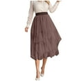 thumbnail image 1 of Fgnfyis Women's Irregular Mesh Half Skirt Women's Medium Length Skirt High Waisted Versatile Skirt Sheer Layer Coffee XXL, 1 of 4