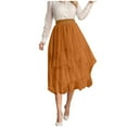 thumbnail image 1 of Fgnfyis Women's Irregular Mesh Half Skirt Women's Medium Length Skirt High Waisted Versatile Skirt Sheer Layer Yellow XS, 1 of 4